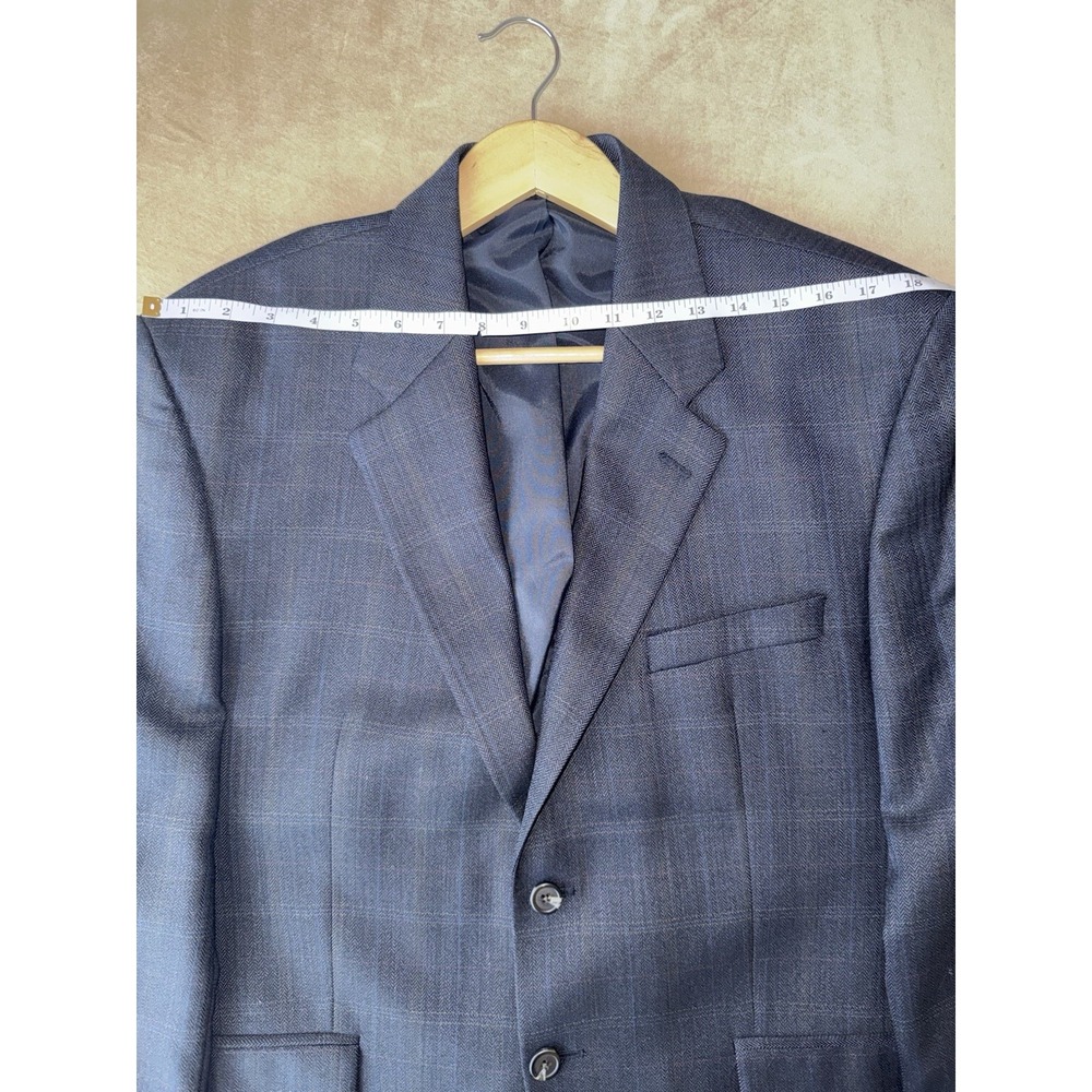 Lauren Ralph Lauren 100% Wool Herringbone Blue Blazer Size 42S - Picture 12 of 16